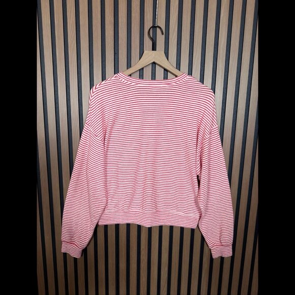 Z Supply Top Medium Womens Peppermint Stripe Long Sleeve Stretch Tee - Picture 2 of 9